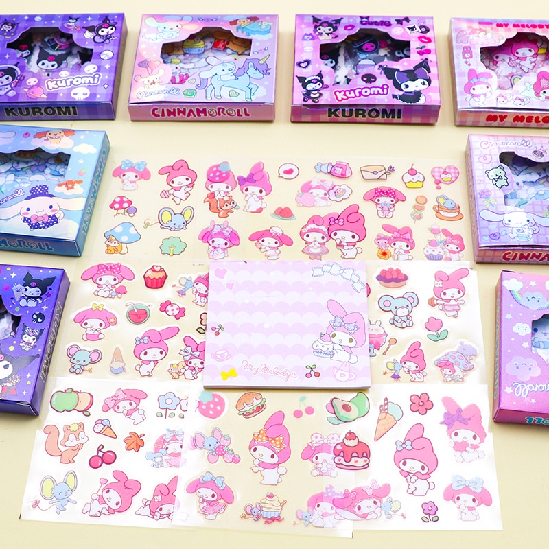 2 IN 1 STIKER + MEMO SANRIO / STICKER AESTHETIC MOTIF KARTUN SANRIO KUROOMI/ CINNAMOROLL/ MELODY