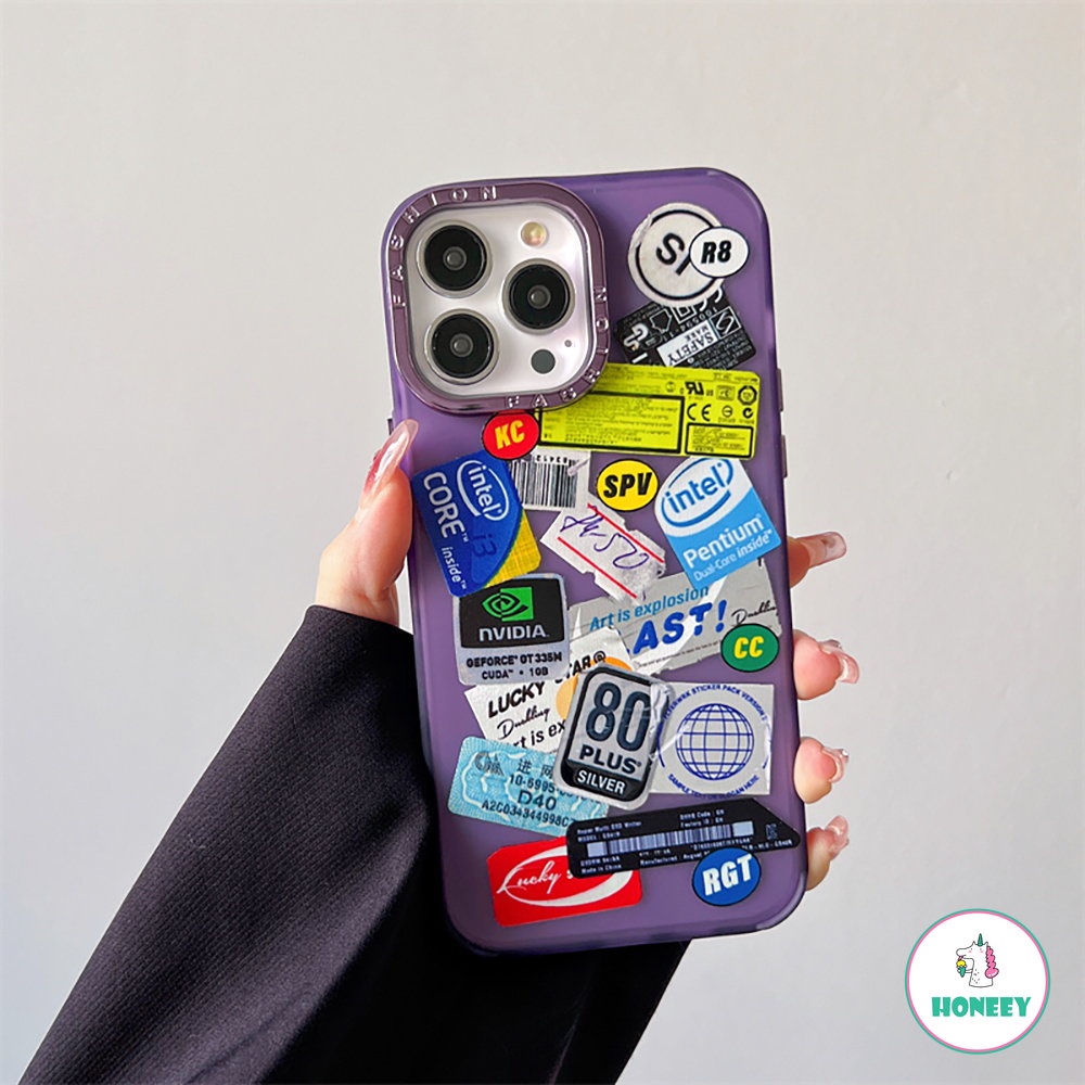 IPHONE Mewah Matte Plating Graffiti Ticket Phone Case Kompatibel Untuk Iphone11 12 13 14 Pro Max Kamera Perlindungan Shockproof Bumper Soft Cover