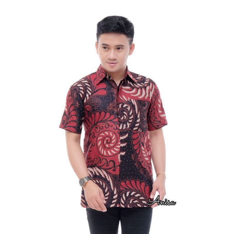 GROSIR KEMEJA JUMBO,BATIK PRIA LENGAN PENDEK MOTIF PUSER BERAGAM WARNA