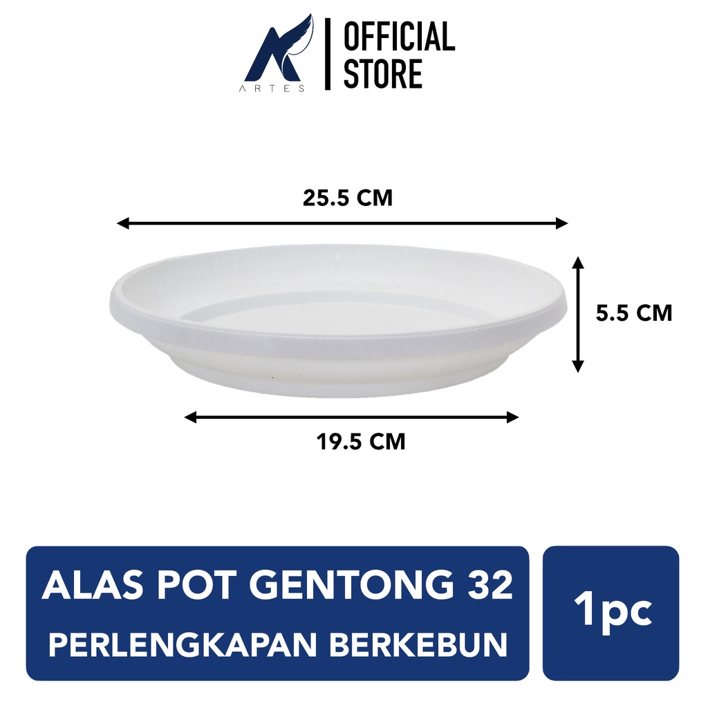 LOVENIA ALAS GENTONG 32 Tatakan Pot Tanaman Tumbuhan Bunga Plastik Motif Serat Putih Diameter 25 cm