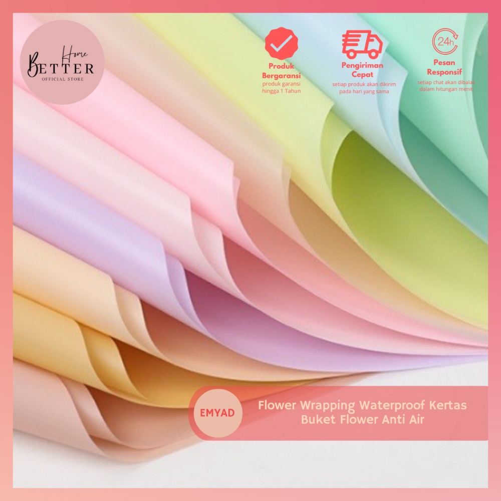

Better Home - [5 LEMBAR] Flower Wrapping Waterproof Kertas Buket Polos Flower Anti Air - EMYAD