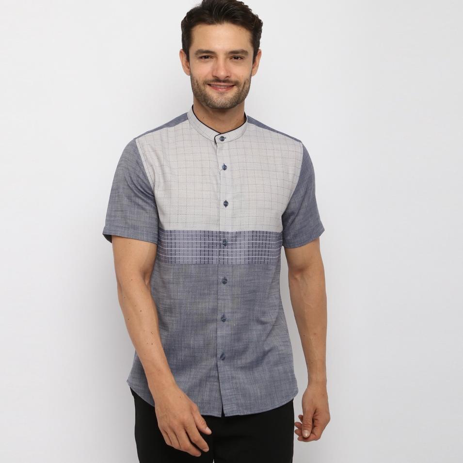 ♢ KOKO BAHR NAVY Kemeja Casual Formal Pria Lengan Pendek SS - Baju Atasan Top Man Muslim Shirt Edwin