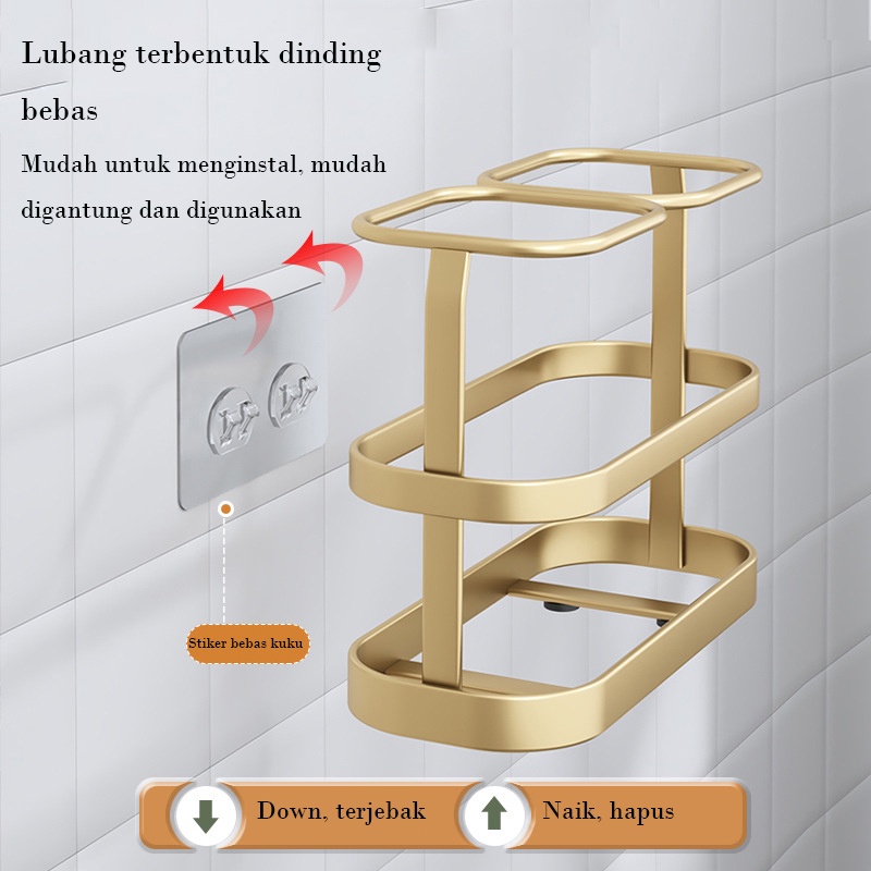 Holder Tempat Sumpit Sendok Garpu Emas/Hitam/Puith Drain Rack Chopstick Holder