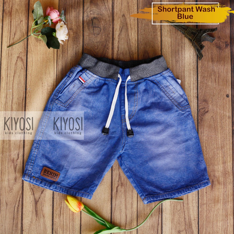 KIYOSI CELANA JEANS PENDEK POLOS ANAK UNISEX