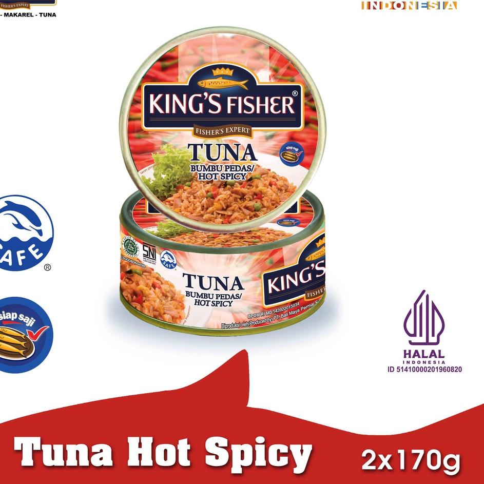 

➼ King's Fisher Paket 2 Pcs Tuna Canned Hot Spicy Daging Tuna Makanan Kaleng 170 gr ❈