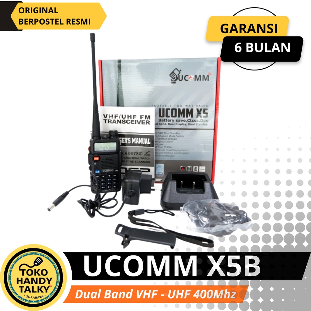 HANDY TALKY UCOMM X5-B X5B DUALBAND NEW ORIGINAL GARANSI RESMI POSTEL