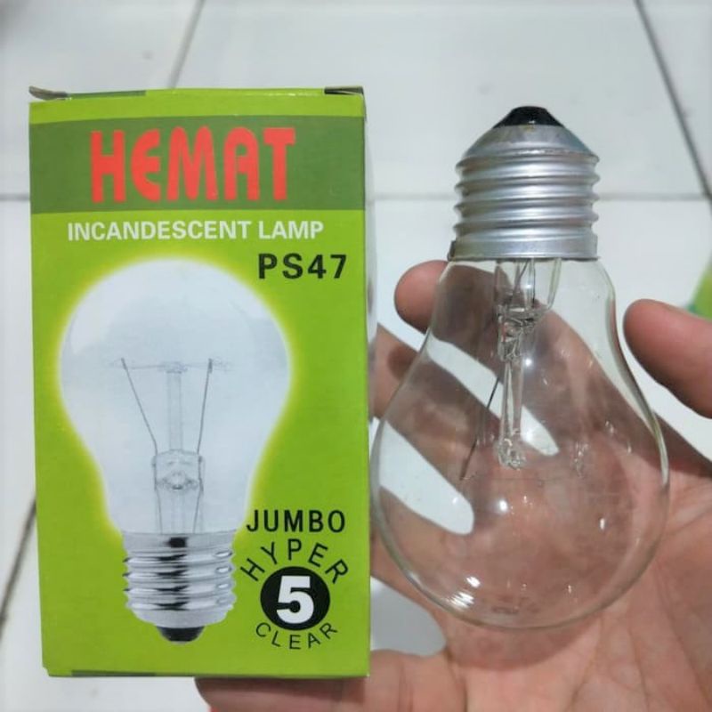 Lampu pijar Hemat 5W PS47 JUMBO lampu penghangat budidaya telur ayam bohlam dop kuning hangat 5 watt Lampu Murah Hemat 5watt