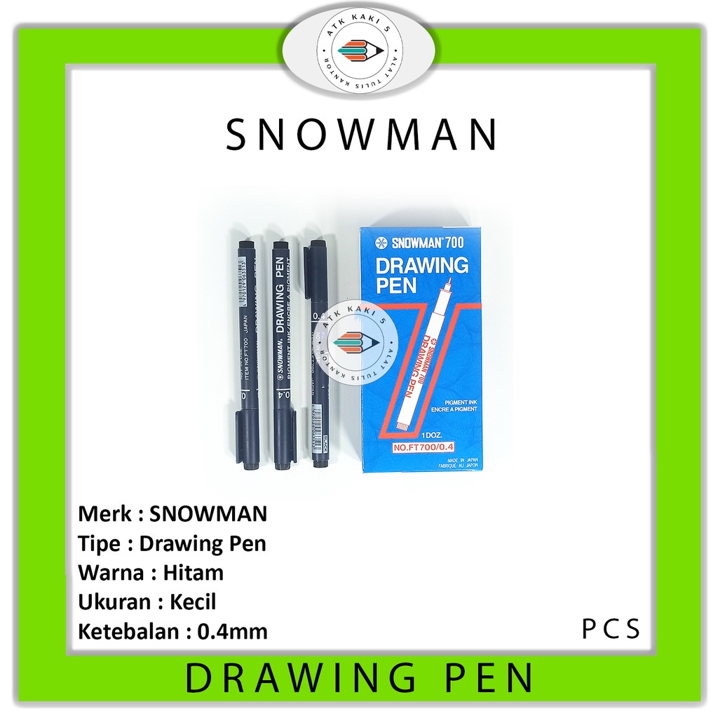 

SNOWMAN - Drawing Pen 700 Hitam 0.4 - Pcs