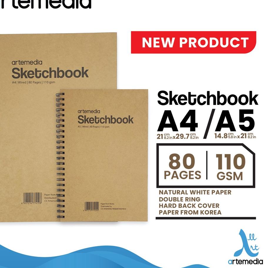 

IAN938 Buku Sketsa Artemedia Sketchbook Wired A5 A4 Craft Cover Jilid Spiral +