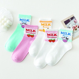 ⭐️𝐈𝐇𝐒 𝟗𝟖𝟑 𝐋𝐚𝐦𝐩𝐮𝐧𝐠⭐️Kaos Kaki Pria Wanita Motif Milk Kaos Kaki Panjang Casual Style