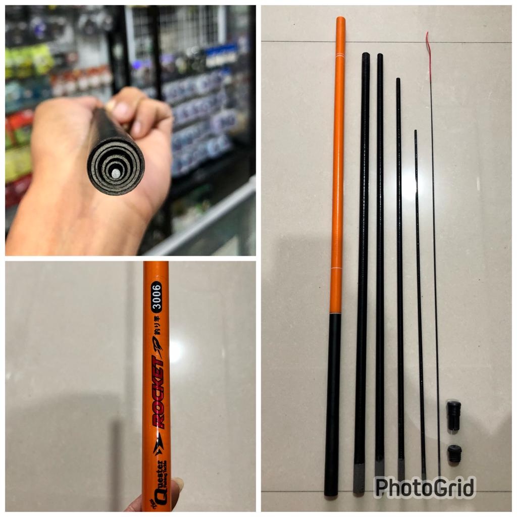 Joran Tegek Murah 300cm - 450cm Quester Rocket Closed Length 60cm FIber Material