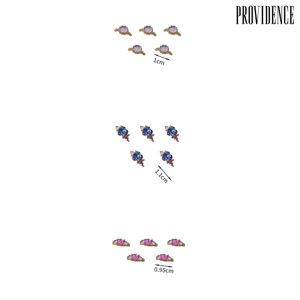 Providence 5 Pcs Kuku Berlian Imitasi Bersinar Stunning Efek Visual Tiga Dimensi Tidak Jatuh DIY Gloss Tinggi Mempesona Kuku Paduan Ornamen Manicure Design Perlengkapan Kuku