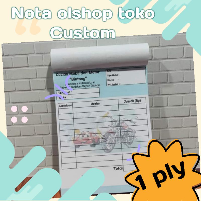 

NOTA OLSHOP Custom free Jilid dan jalur potong kertas 10x14 cm MURAH free desain