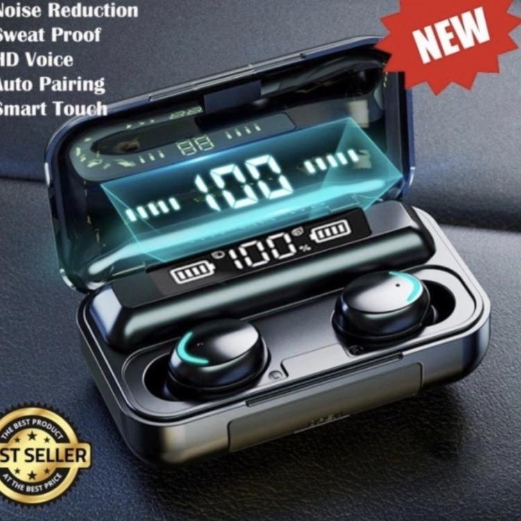 ☎ Headset Bluetooth TWS F9-5 LED Smart Display With Powerbank - Headset bluetooth TWS F9-5 ◘