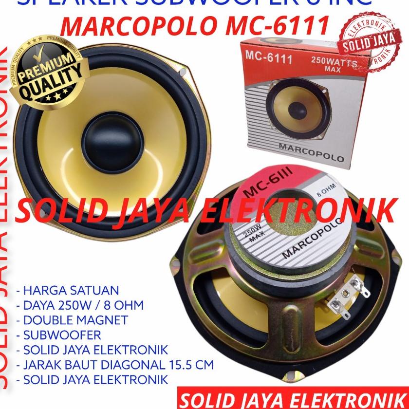 ✽ SPEAKER 6 INC SUBWOOFER MARCOPOLO MC-6111 MC6111 SUB DOUBLE MAGNET SUBWOFER VOKAL MC 6111 INCH IN 