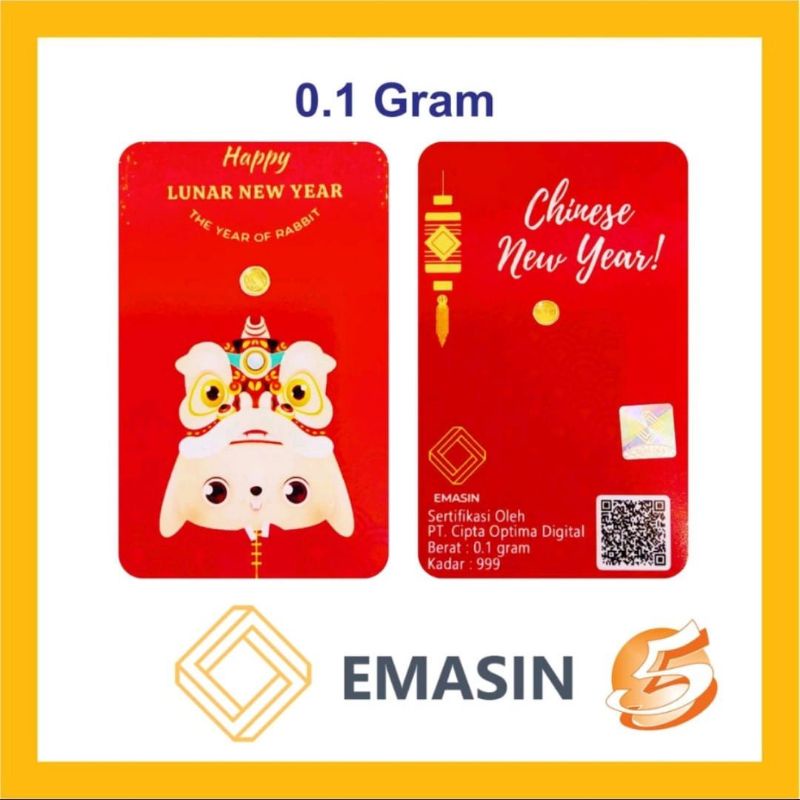 Souvenir Kado Emas Angpao Logam Mulia Chinese  New Year Imlek Emasin 0.1 gram Non Antam Gift Hadiah