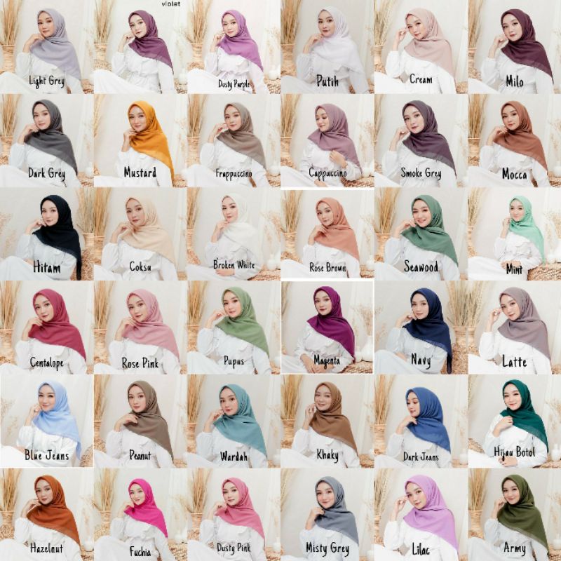 PROMO!!! Hijab Bela Square / Kerudung Segiempat Polos BELLA SQUARE Premium anti letoy