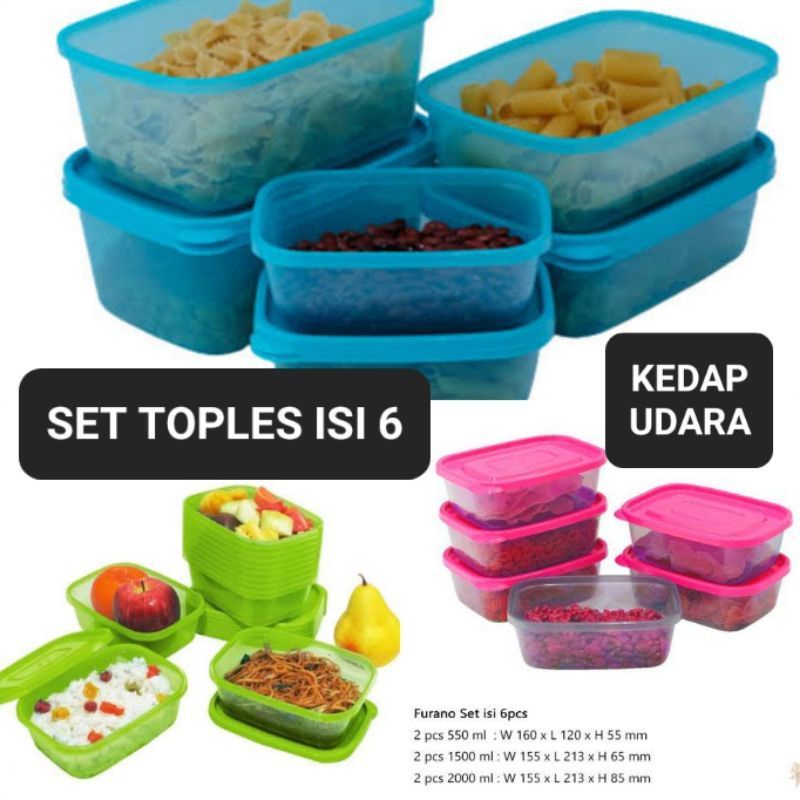TOPLES PLASTIK SERBAGUAN ISI 6PC SET | Toples Besar Lebaran Idul Fitri | Lodong Snack Jajan