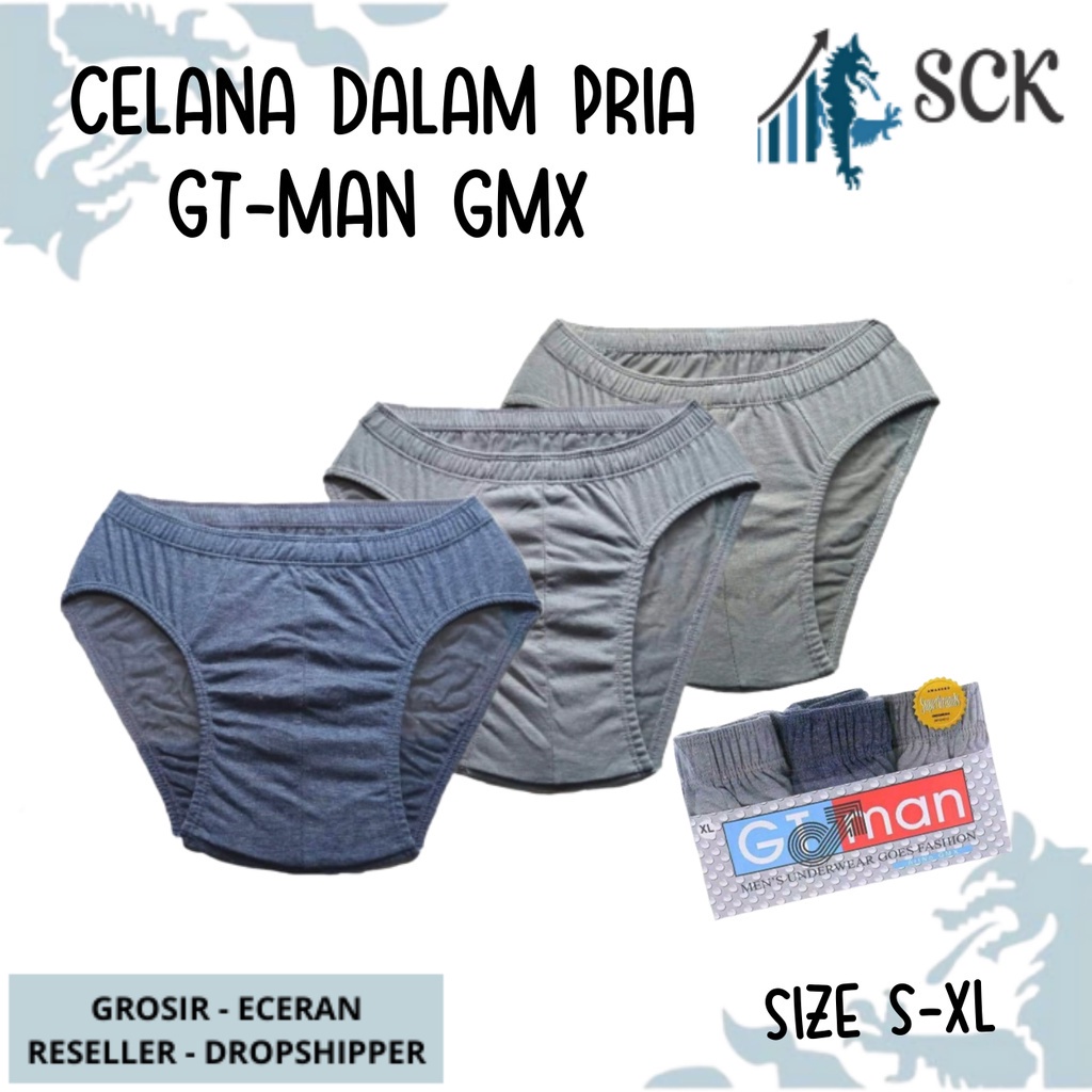 [ISI 3] CD Pria GT-MAN GMX / Celana Dalam Pinggang Karet Bahan Katun Polos Halus / Pakaian Dalam Pria GT MAN - sckmenwear GROSIR