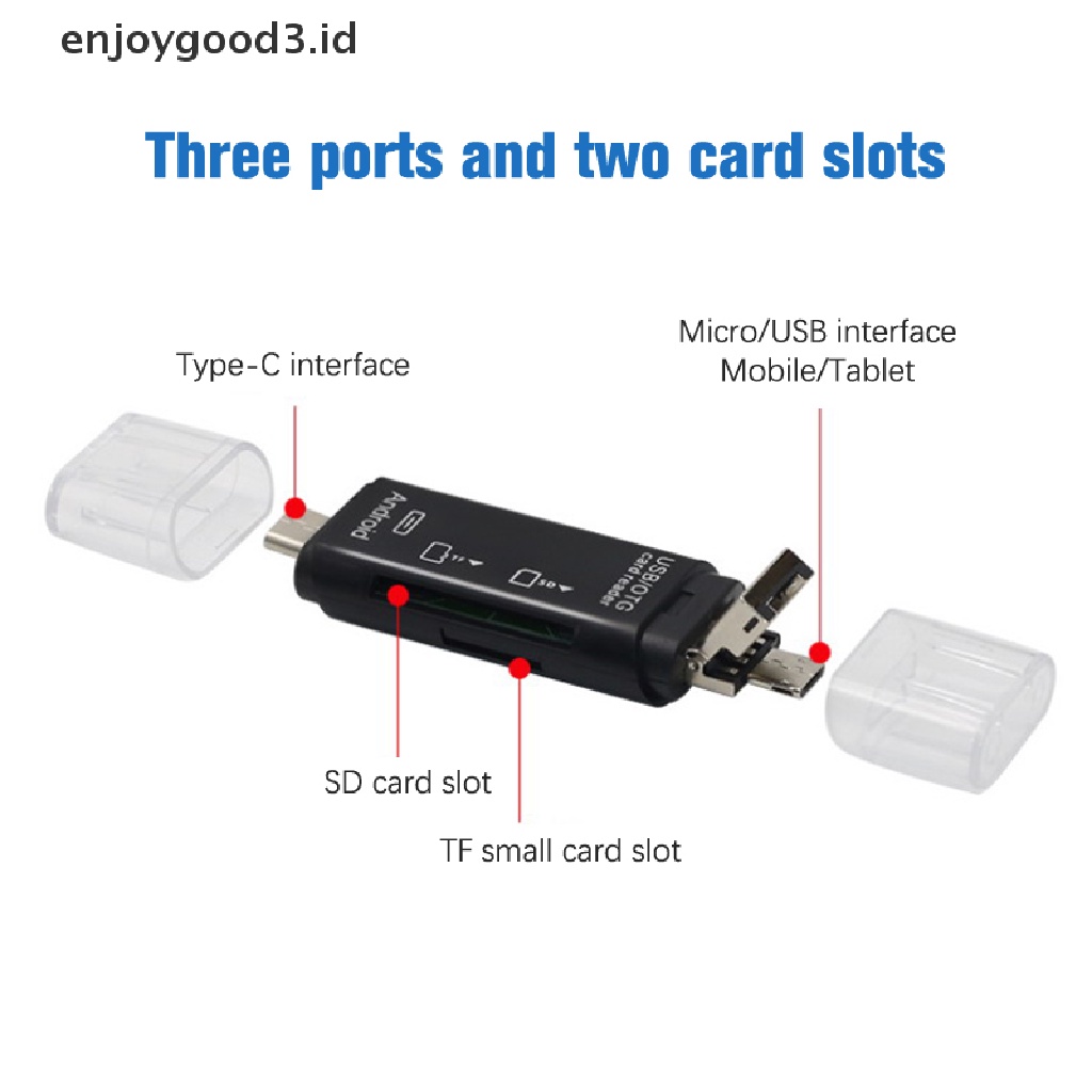 【 Rready Stock 】 Phone Computer Extension Headers Accessories High-speed Universal OTG Card Reader Adapter 5 in 1 Usb 2.0 Type C / Usb / Micro Usb / Tf / SD Memory Card Reader （ ID ）