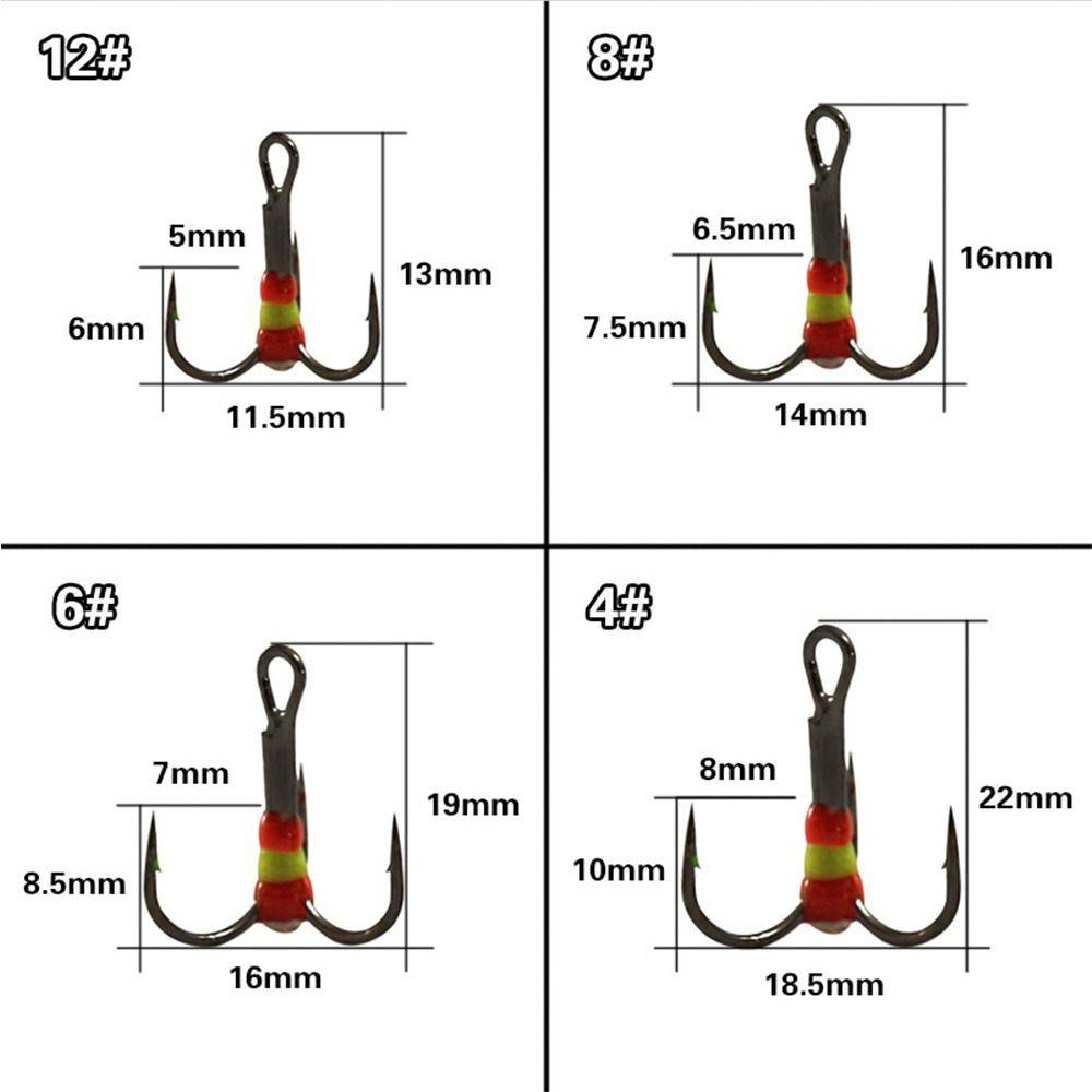 TOP 10pcs Pengait Pancing Es Hot6# 8# 12# 14# Umpan Tenggelam Carbon Steel