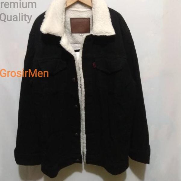 CHEKOUT Jaket sherpa jaket jeans sherpa jaket jeans bulu woll jaket bulu premium warna hitam