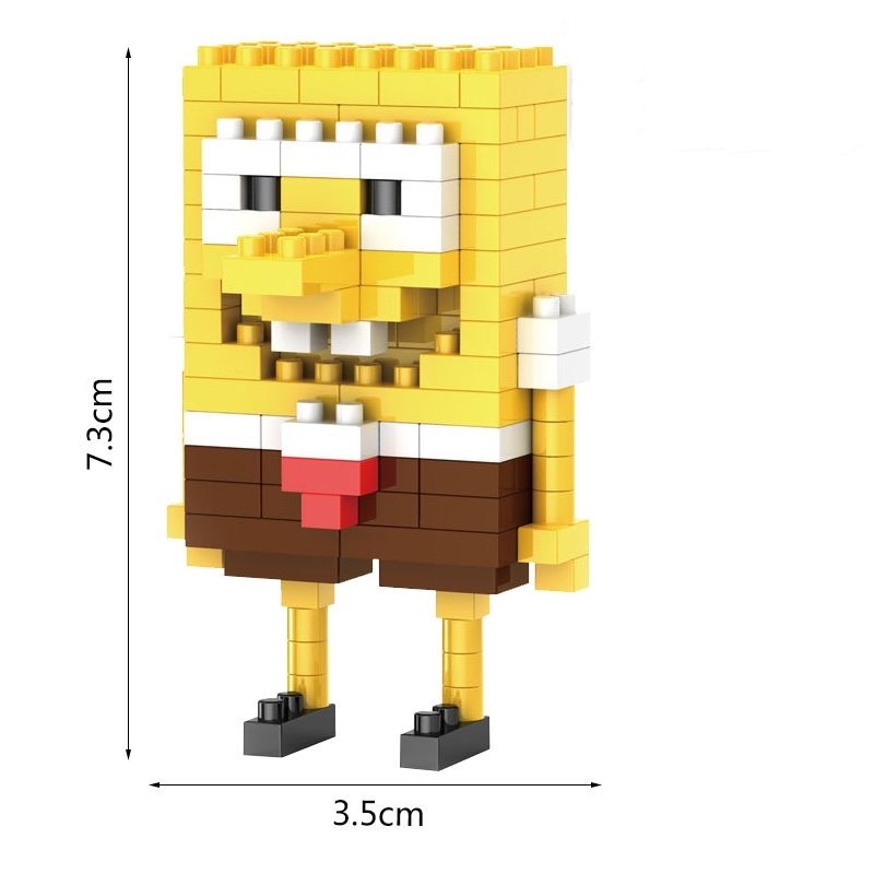 Puzzle Dimensi Kompatibel Dengan Lego Micro Diamond Partikel Kecil Blok Bangunan SpongeBob Anak Mainan Edukasi