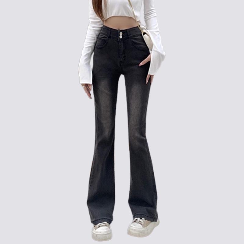 XIAOZHAINV Celana Jeans Wanita Korean Style High Waist Flare Q550