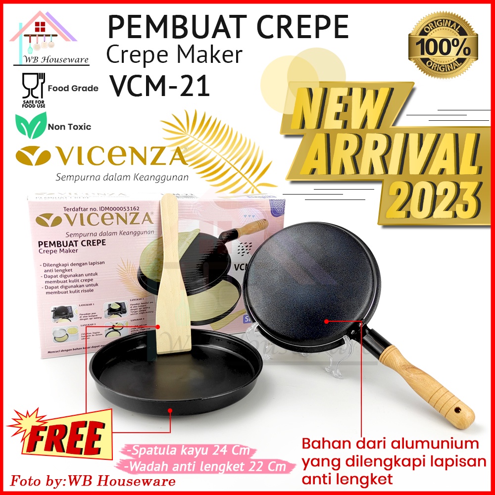 TERMURAH VICENZA crepes pan maker 21cm anti lengket VCM-21 wajan terbalik kualik / pembuat kulis