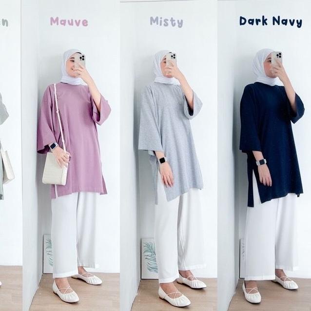 ♩ AFI - MC - Myza Oversize XXL Slit Blouse / Top Hijab ☛