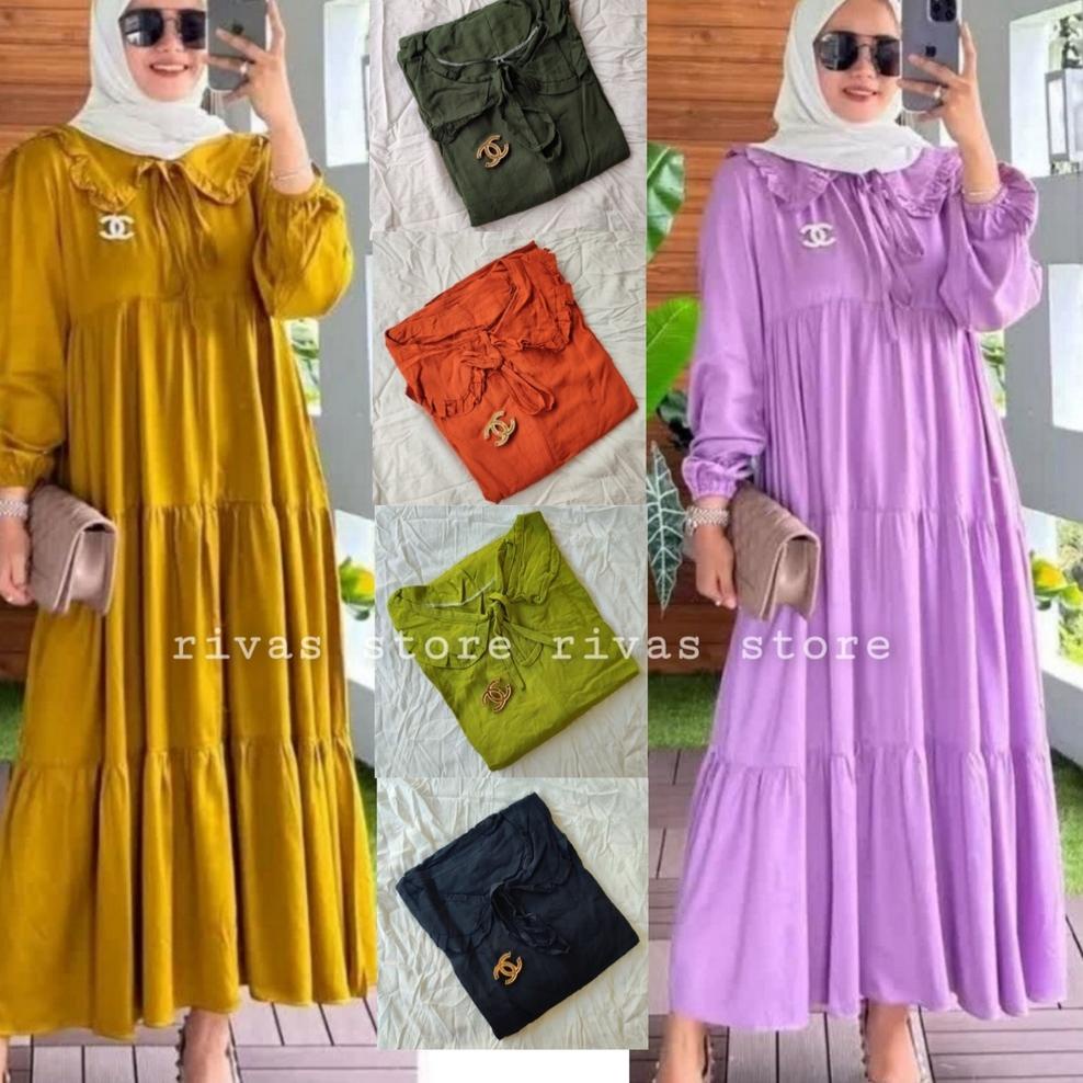 STOK TERBATAS Gamis rayon premium - Gamis rayon - gamis midi dres - gamis rayon polos - gamis polos
