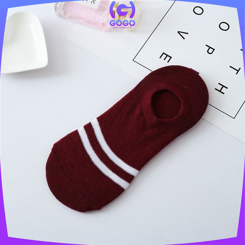 GOGO-P53 Kaos Kaki Pendek Dewasa Motif Garis Ankle Sock / Kaus Kaki Semata Kaki Short Socks Import