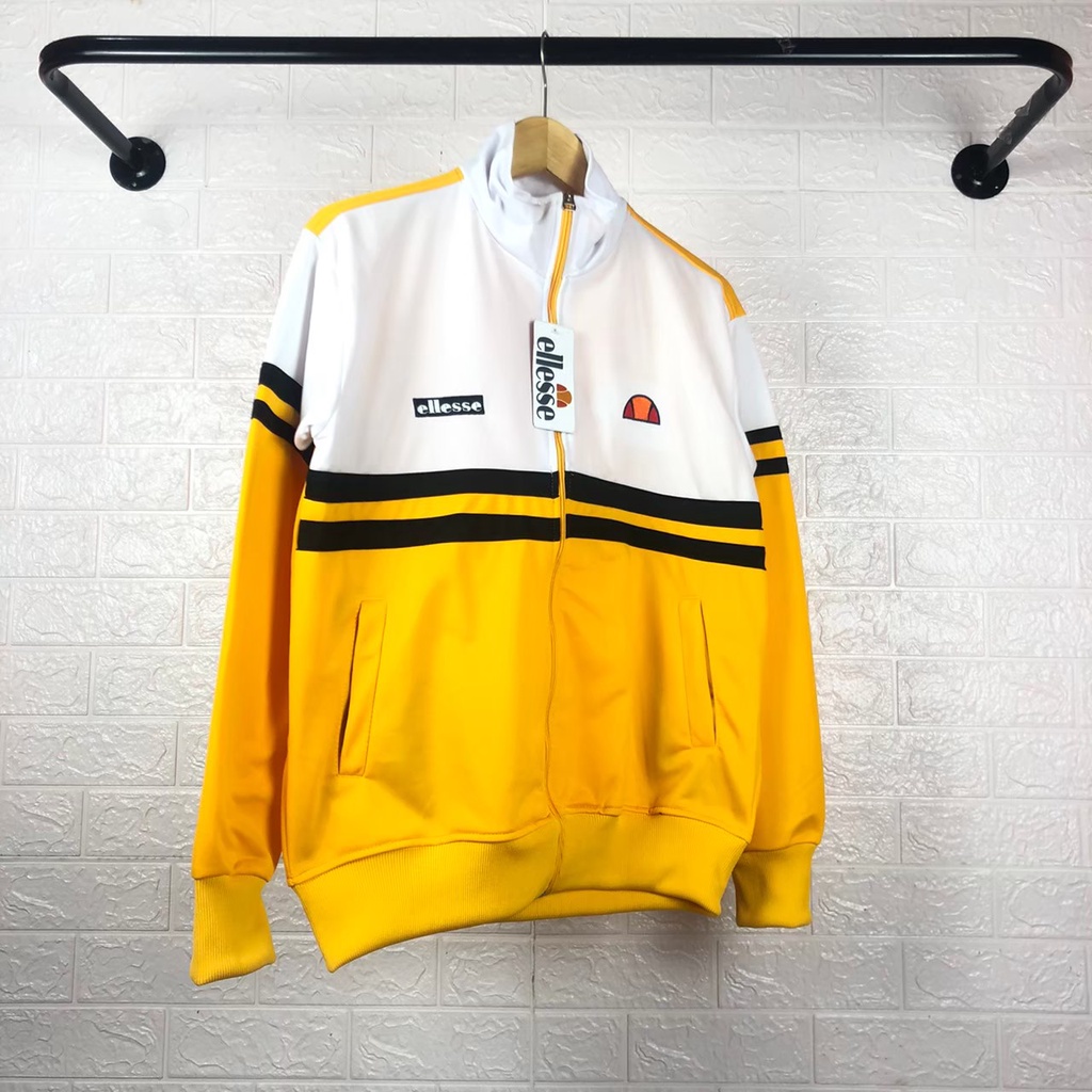 Jaket Pria Jaket Sport Jaket Firebird Jaket Tracktop Pria Wanita Tracktop Hitam List Kuning Polos