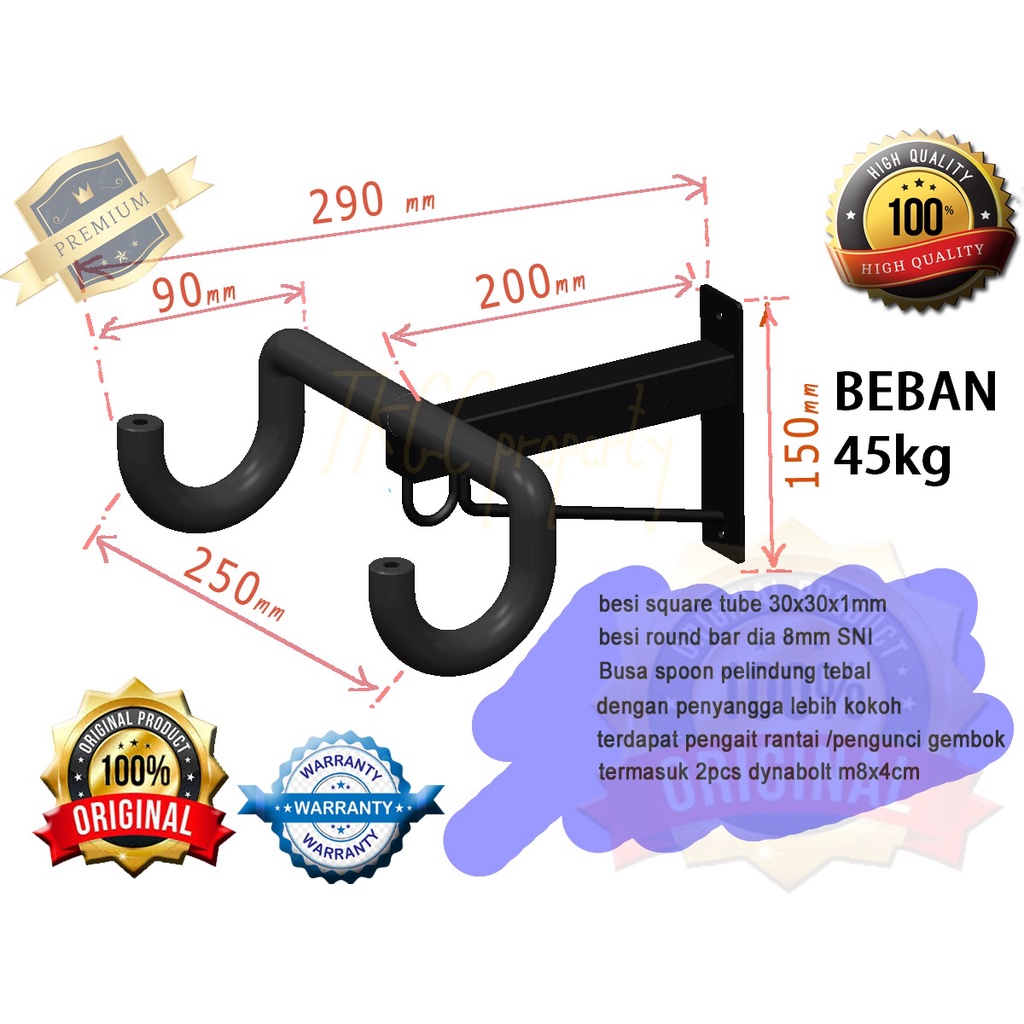 gantungan sepeda dinding super premium dengan busa tebal