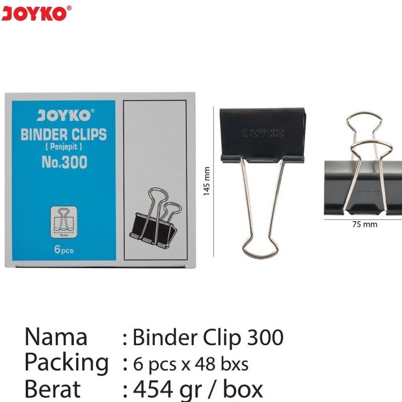 

Binder Clip Joyko 300 Klip Penjepit Kertas (6 PCS)