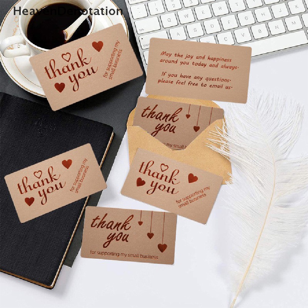 [HeavenDenotation] 10pcs Kartu Kertas Kraft Alami Thank You For Your Order Card For Decoration HDV