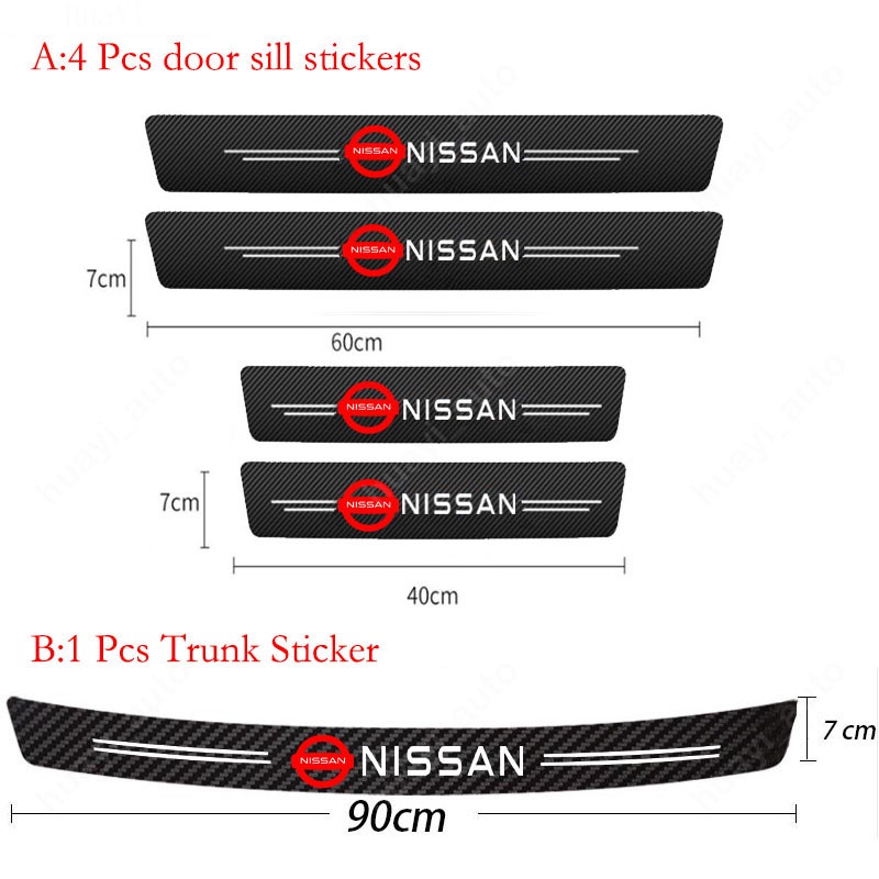 Stiker Kusen Pintu Mobil Anti Gores Serat Karbon Kulit Sticker Pelindung Bagasi Untuk Nissan March Almera Note Livina Juke X-trail Sentra Navara Tendangan Tida Teana Aksesoris