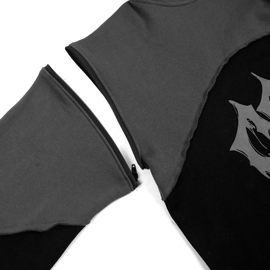 GRDT - Astaroth Two Tone Hoodie Oversize Black Grey