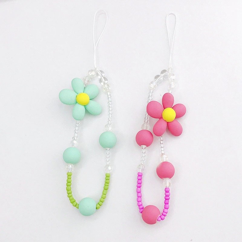 Warna Macaron 3D Karet Dicat Rantai Manik-Manik Beras Transparan Untuk iPhone Android OPPO VIVO Huawei Xiaomi Redmi Samsung Semua Ponsel Earphone Cases Tali Anti Hilang