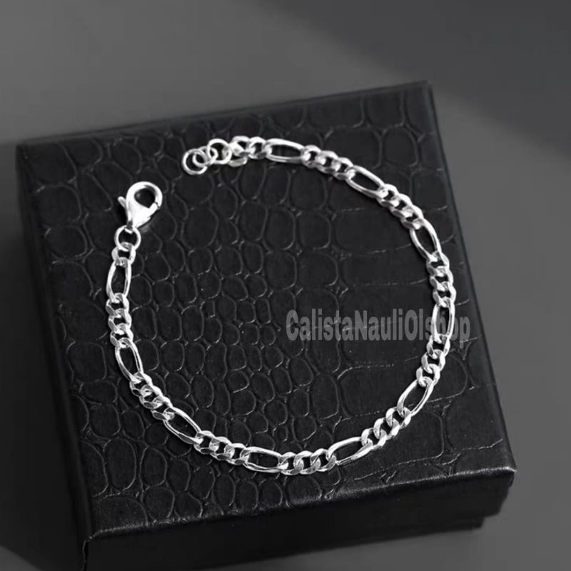 Gelang Tangan Titanium Cowo&amp;Cowe Rantai Spasi Casual Anti Karat Dan Anti Luntur