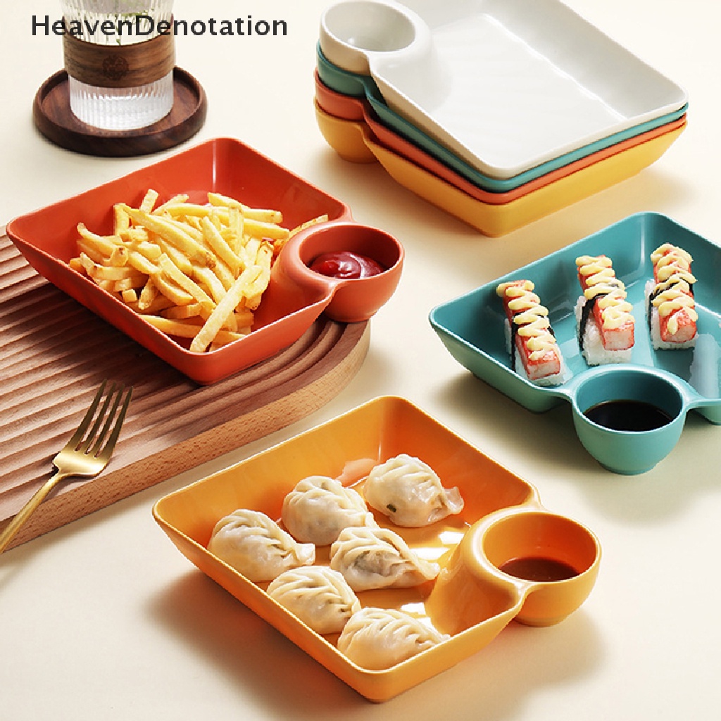 [HeavenDenotation] Piring Pangsit Persegi Besar Dengan gar Space Snack Platter Kreatif Terpisah Divided Tray Peralatan Makan Peralatan Makan Natal HDV