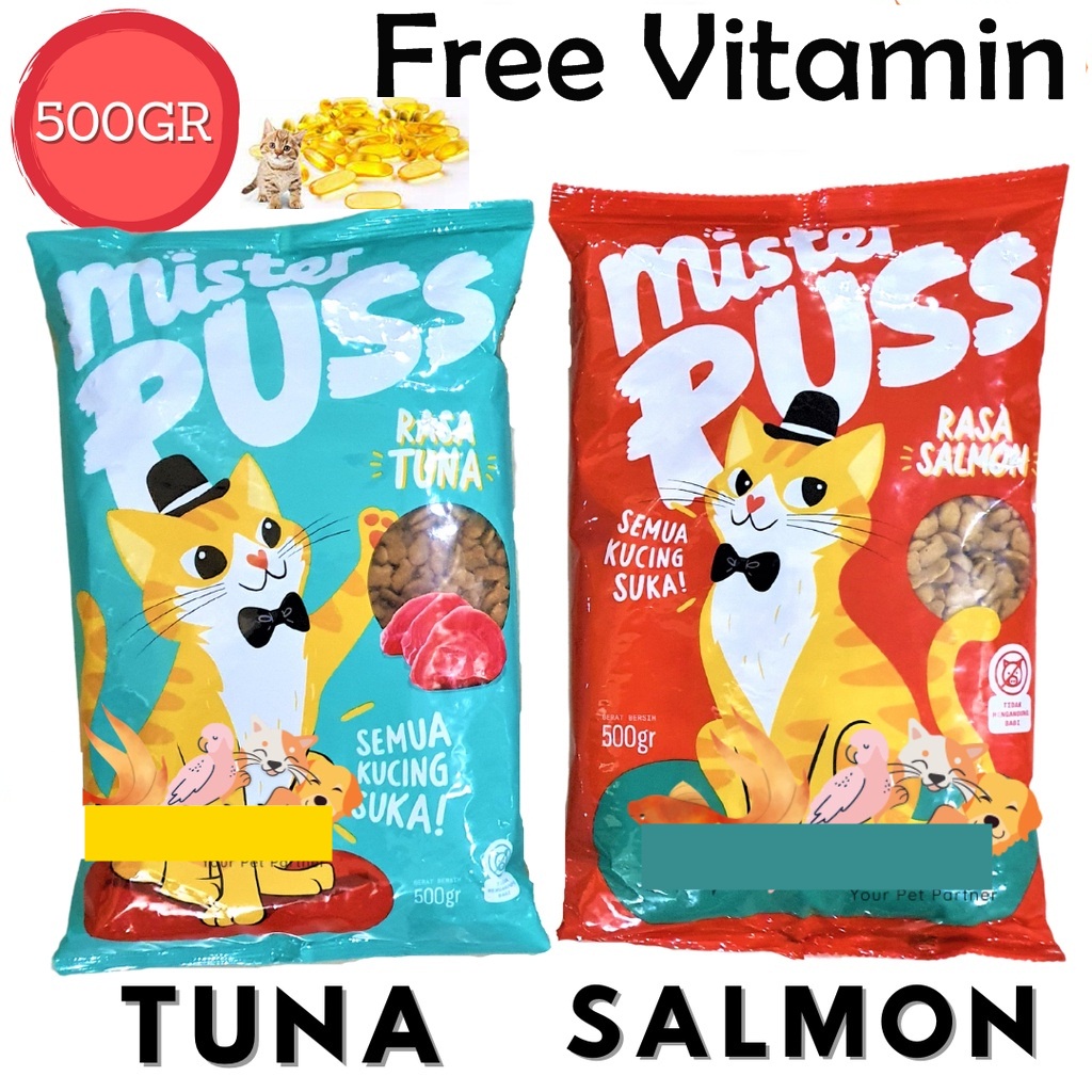 Makanan Kucing Mister Puss Mr Puss 500gr Free Vitamin Premium Quality Dewasa &amp; Kitten Dry Food Pakan Kering Pelet