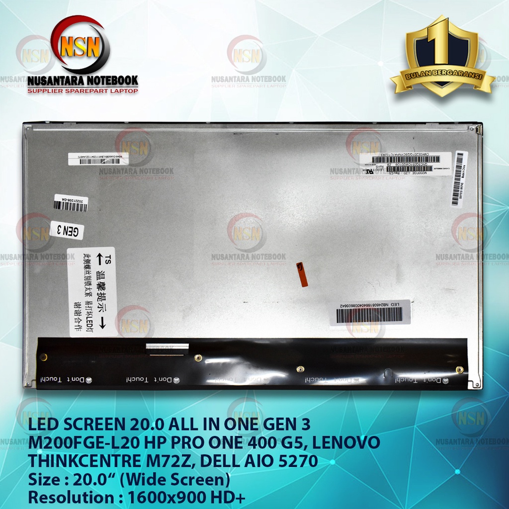 LED Screen All In One PC GEN 3 20.0 M200FGE-L20 HP PRO ONE 400 G5, LENOVO THINKCENTRE M72Z, DELL AIO 5270