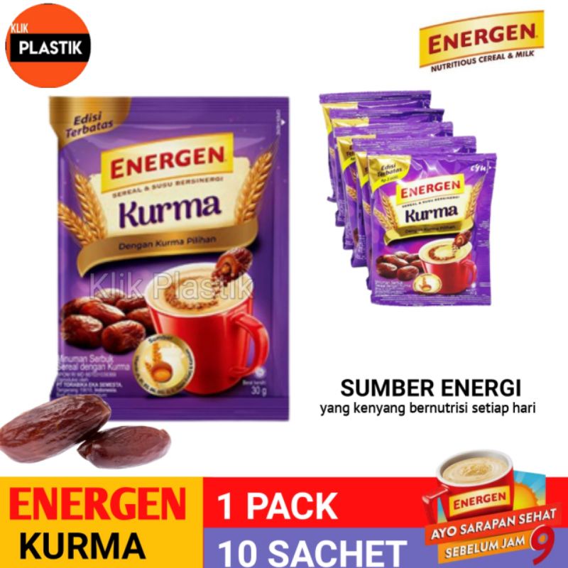 

Energen Kurma 30gram (10 sachet) sereal susu sarapan 1 Renceng isi 10