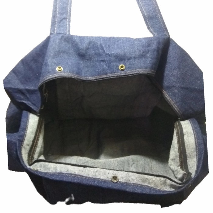 Extra Jumbo Tas Travel Jinjing Barang Bahan Jeans Tebal Pria Wanita - Biru Dongker