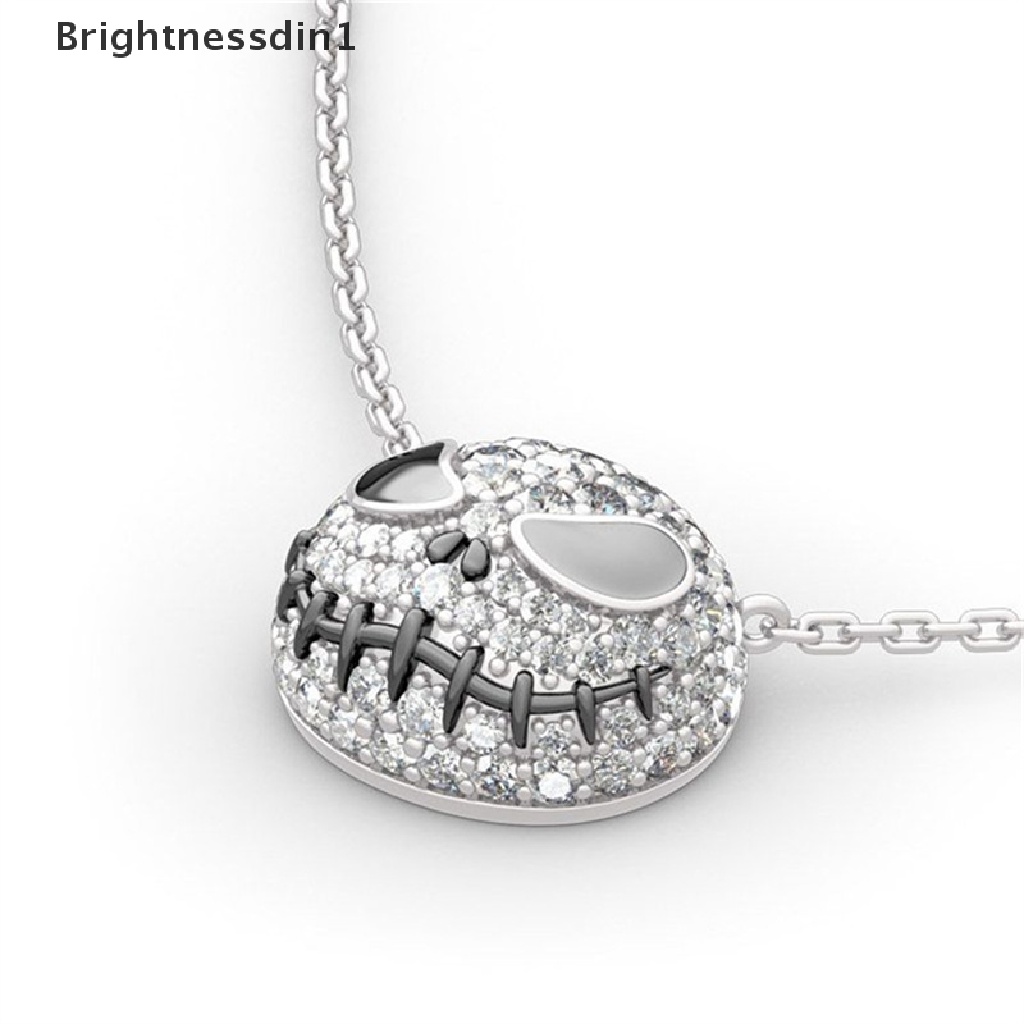 [Brightnessdin1] Perhiasan Cincin Natal Cincin Kristal Kalung Liontin Tengkorak Stud Sally Jack Skellington Tetesan Minyak Berlian Tengkorak Setan Butik