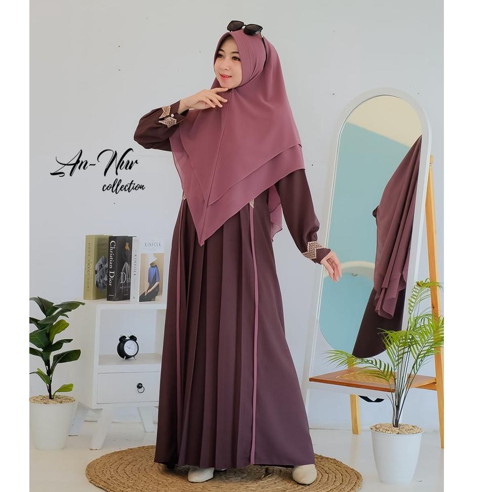 [ART. 762636] GAMIS SET KHIMAR RANIA ALETA ORI ANNUR ITYCREPE MIX CERUTY RENDA ESTETIK KOREAN OUTHER