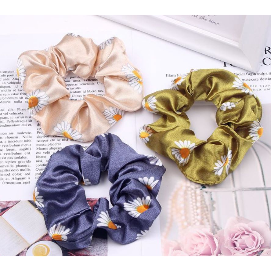 Ikat Rambut Scrunchie Jepang Bunga Daisy Hair Band Accessories J203