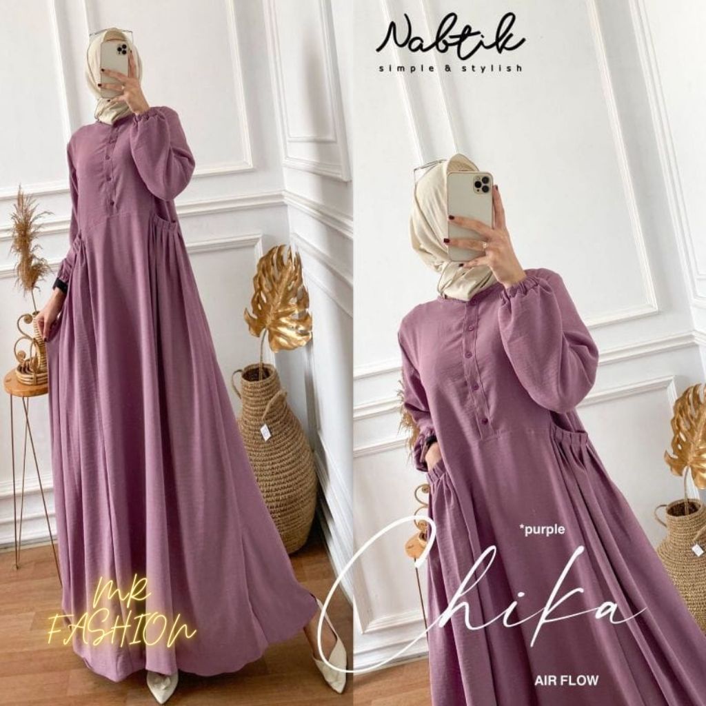 TERLARIS CIKA URAGIRI  GAMIS MUSLIMAH [ NEW ] CIKA DRESS MAXY BAHAN AIRFLOW URAGIRI ORI BY NABTIK //