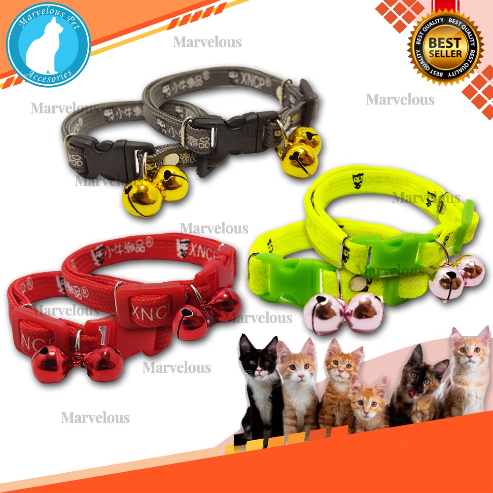 Kalung Kucing Lonceng Besar Bahan Empuk  ( lonceng 12 mm isi 2 pcs )